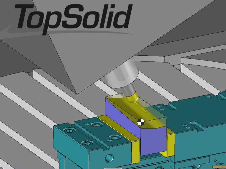 CNC-Bearbeitung eines Werkstücks mit Softwareanwendung.